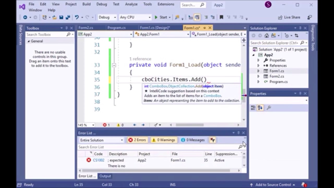 How to Program Combo in Visual Studio - YouTube