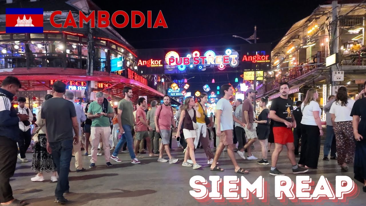 🇰🇭 Siem Reap Night Walk 4K | Pub Street Nightlife & Vibrant Atmosphere