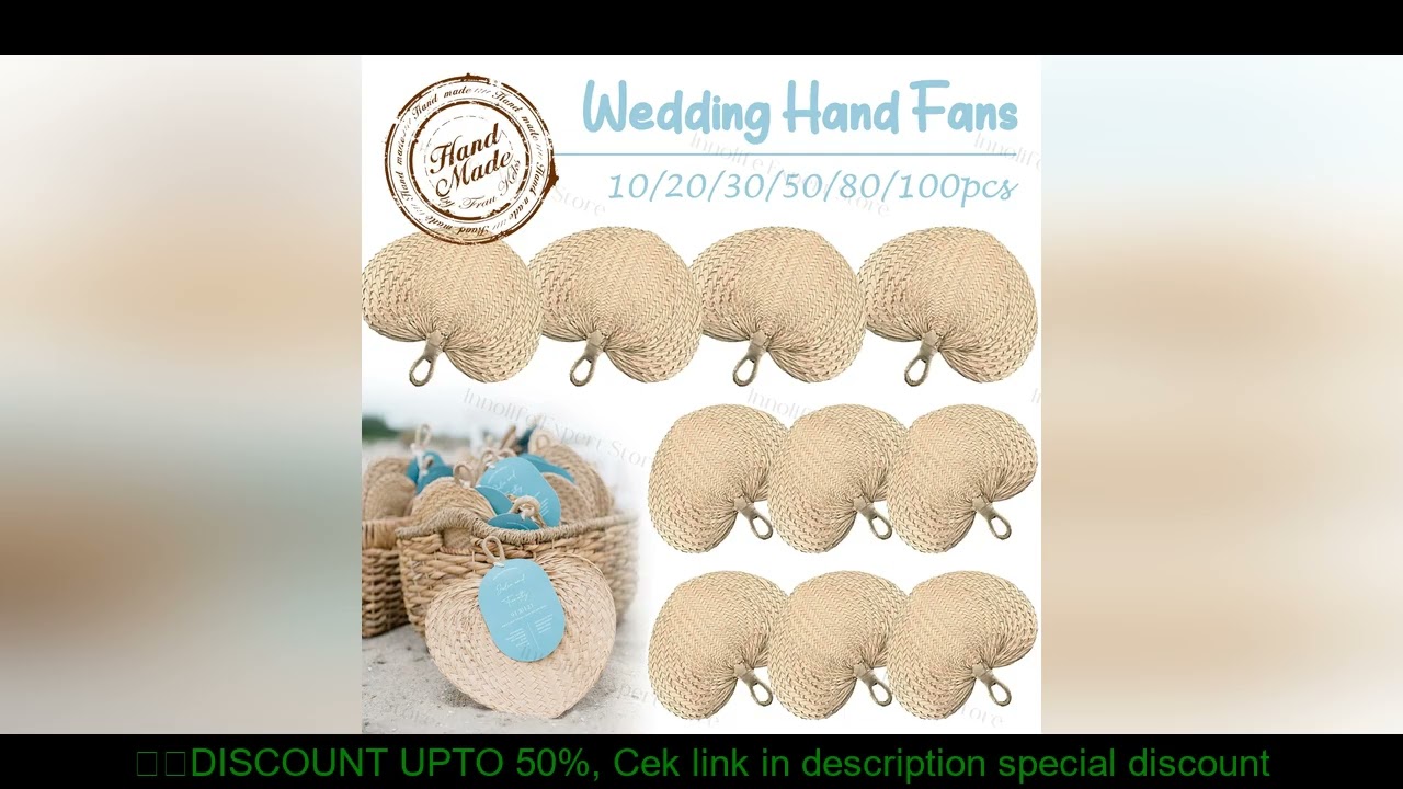 10-100PCS Natural Raffia Fans Wedding Hand Fans Wedding Favors Palm Leaf Hand Fan for Wedding Beach