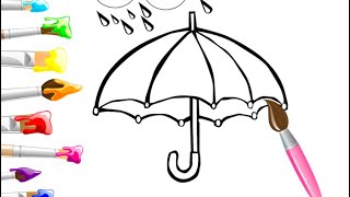Как нарисовать зонт для зайчика | Umbrella for Bunny coloring and drawing for Kids, Toddlers