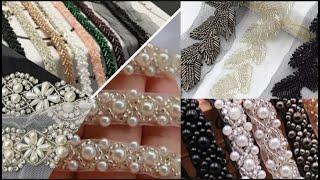 How To Make Pearl Beaded lace  | Hand Embroidery  | Stone  Sequences moti Work @ZardosiTutorial