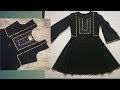 Ladies frock style kurti || beautiful neck design using lace and anchor thread || full tutorial