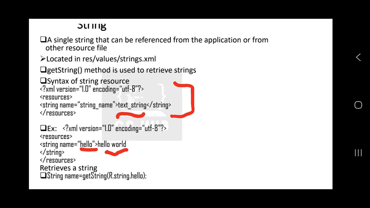 resolving hardcoded string, should use @string... Android programming module 2 String resources - YouTube