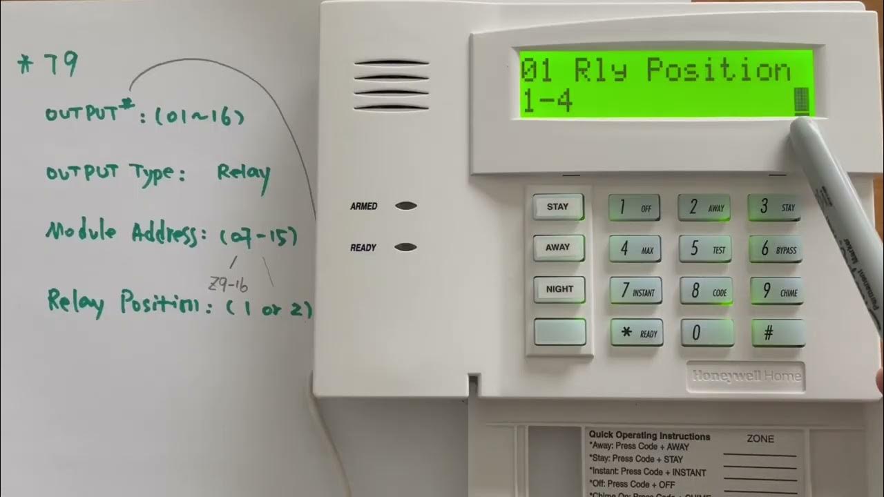 Honeywell vista 20p panel ademco 4229 relay output programming stay arm