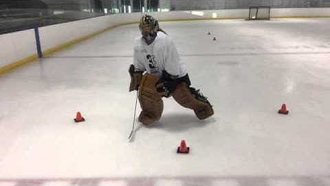 3E Goaltending Goalie Training -  Basics #14: Triangle Drill Power Slide Into T-Push Recovery
