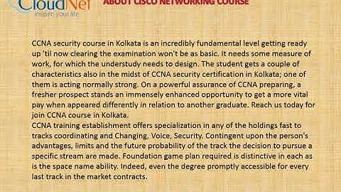 CCNA certification in Kolkata - CloudNet