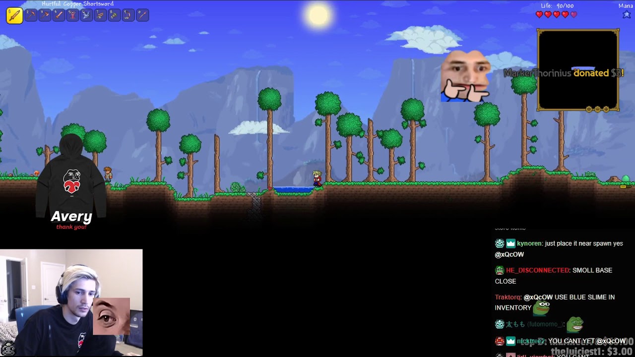 xQc Plays Terraria with Chat! YouTube