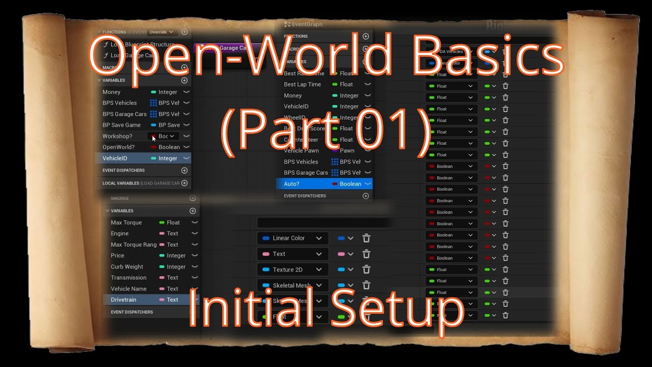 Initial Setup (Variables, Blueprint Structures, Save Game, Game ...