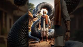 A huge black python  snake and dadaji 😭 #ai #python #shorts #viral #ytshorts Profile