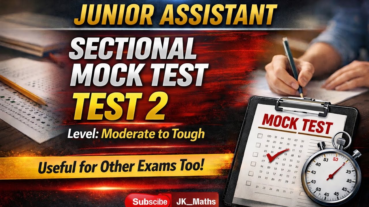 Jkp Test Pattern Junior Assistant Maths Mock Test 2 | Ssc Maths | New Pattern #jkssb # ...