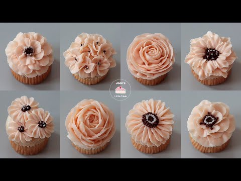 8 Design Flower Cupcake Tutorials for Beginners  Wilton nozzle 104