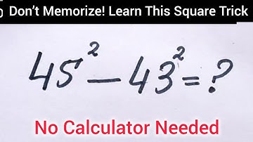 Solve 45² – 43² in Seconds! Two Smart Methods Explained 🔥#mathsenglishsecret0 