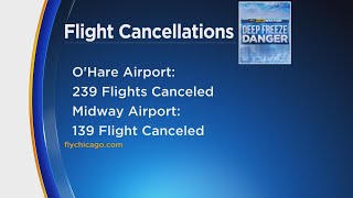Airlines cancel nearly 400 flights at Chicago airports as deep freeze continues