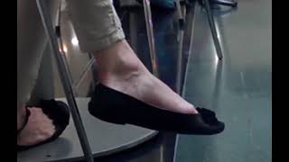 Candid Feet Dangling Flats High Arched Mature Feet