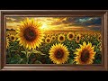 Golden Sunflower Fields | Sunset Countryside Painting | Soft Piano Ambience | Frame TV Art 4K