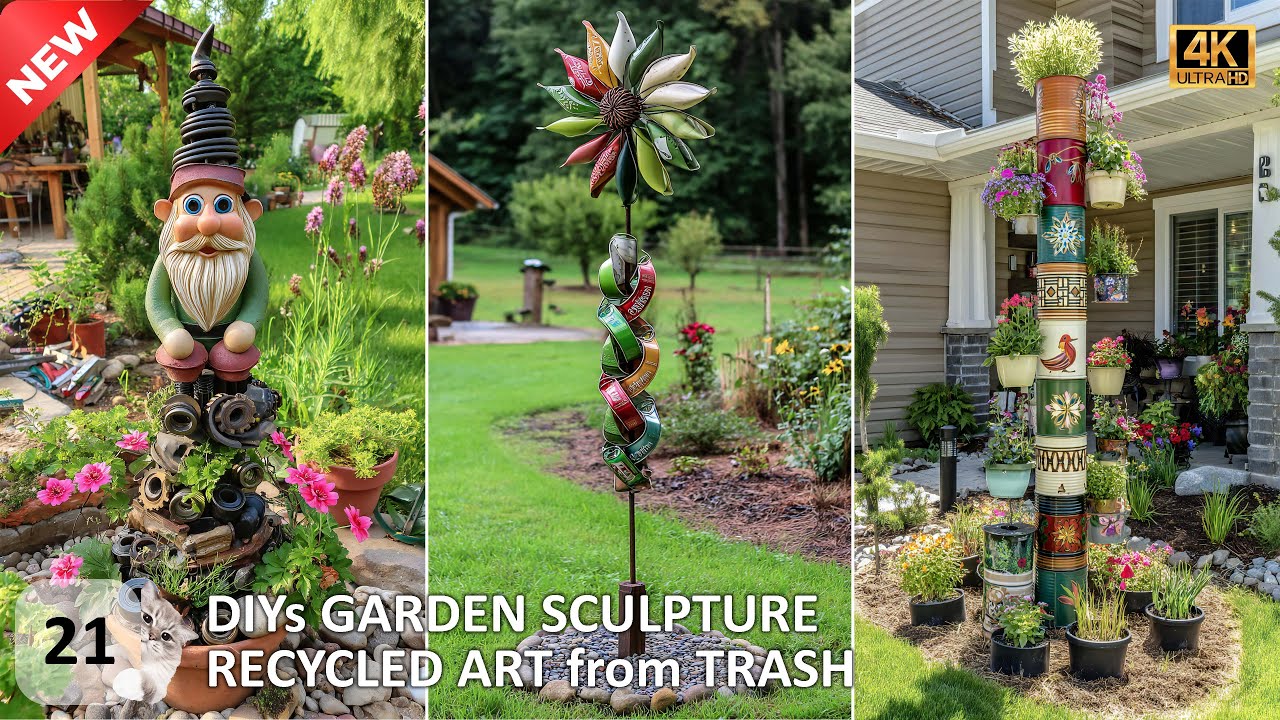 GENIUS Garden Sculptures from Trash! | DIY Recycled Art You’ll LOVE