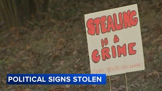 Police recommend GPS trackers after rash of political sign thefts