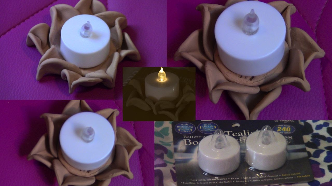 DIY Polymer Clay Flower Candle Holder!! YouTube