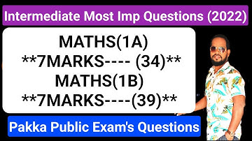 #INTERMEDIATE MATHS TOP MOST IMP CHAPTERWISE 7MARKS QUESTIONS FOR #PUBLICEXAMS