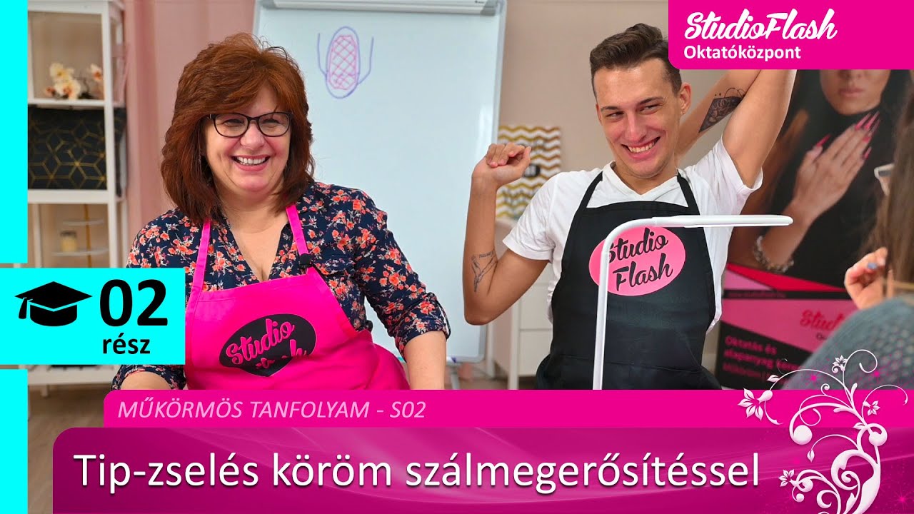 Műkörmös Tanfolyam 02 | Tip-zselés köröm szálmegerősítéssel természetes szín és forma - StudioFlash