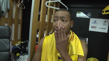 Andrew Goudelock speaks after Hapoel Jerusalem