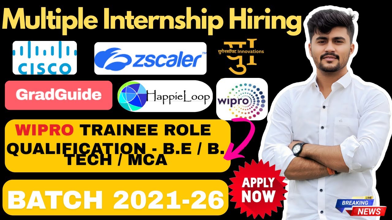 Wipro, Cisco, Zscaler Internship 2025 🚀 | Multiple Internships Open | Batch 2021–26 | Any Graduate