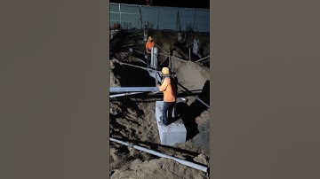 Technical casting concrete of stump column at night