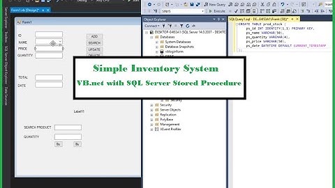 How to make a Simple Inventory System using VB.net with SQL Server Stored Procedure Part 1