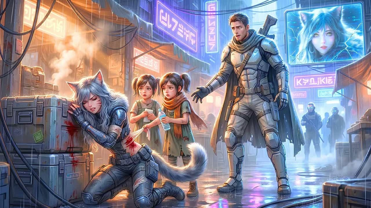 A Human Soldier’s Little Twins Helped a Cat Warrior in the Market—Then He Went Cold At Face He Kn