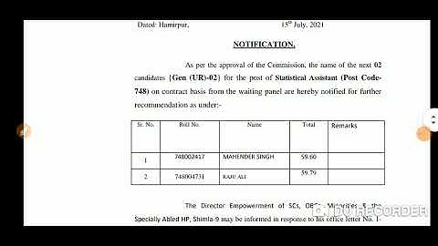 Statistical Assistant (Post Code 748)🔥 || Waiting Panel Result Out ||🔥 Hpssc Hamirpur. ||