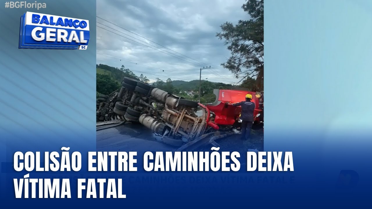 Colisão entre caminhões deixa vítima fatal na BR-282 em Águas Mornas