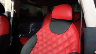 MINI COOPER RE-UPHOLSTERED SEAT COVER AND STEERING WHEEL USING PURE COWHIDE LEATHER | DIAMOND DESIGN