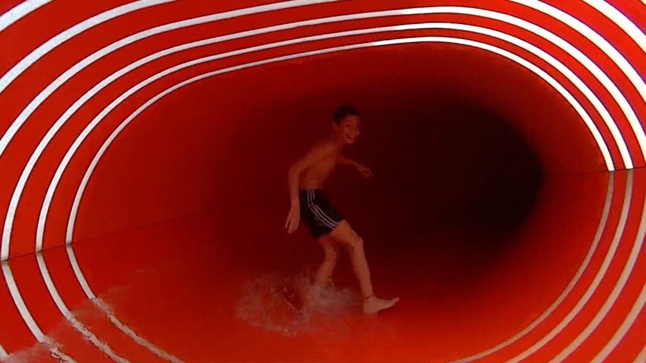 kid fools around in waterslide and then this happens...