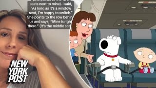 ‘Family Guy’ episode sparks debate on airplane seat switches as woman refuses to give up window