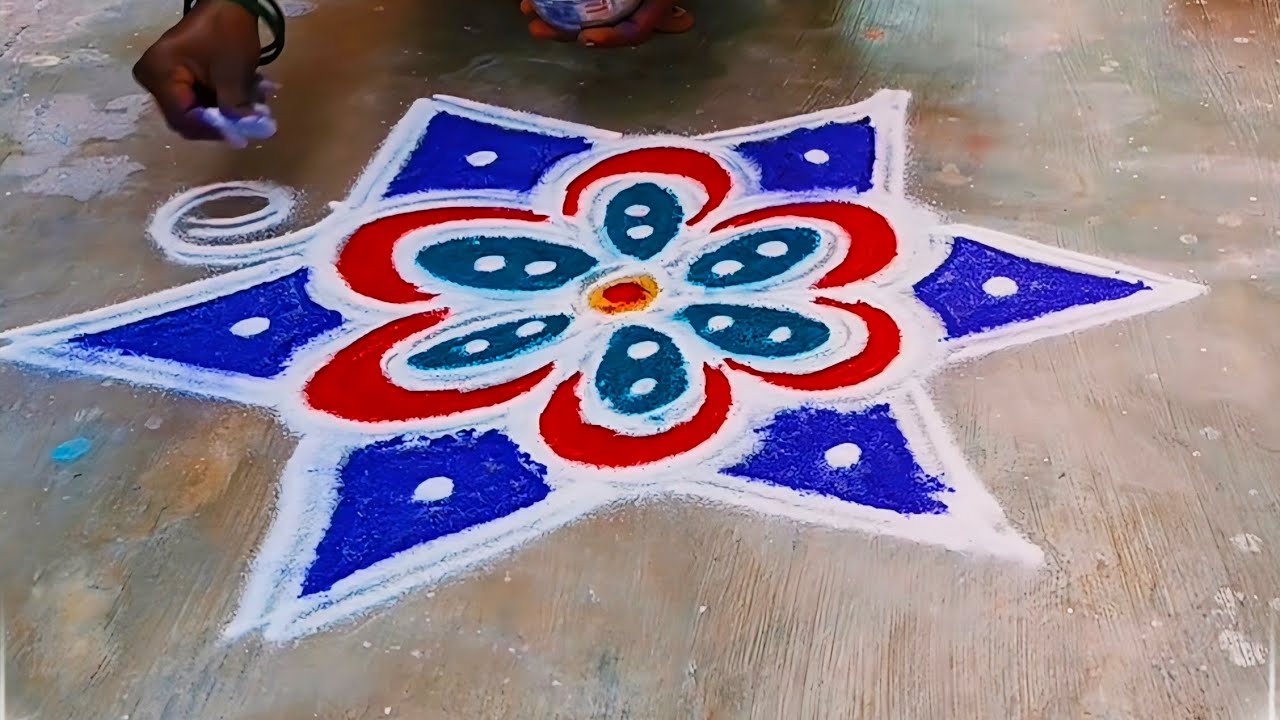 #super rangoli flower design for morning 🌄🌹🌹🌹🌹🌹