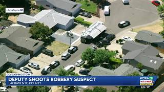 Robbery suspect with gun shot by deputy in Sacramento County neighborhood