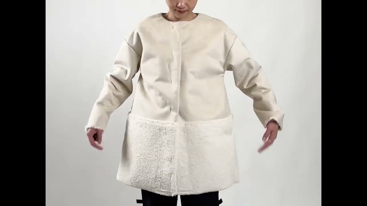 フェイクムートン スエード 裾切り替えハーフコート | PICCIN