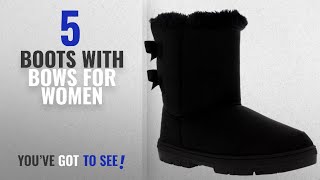 Top 5 Boots With Bows For Women [2018]: Holly Twin Bow Women US 8 Black Snow Boot