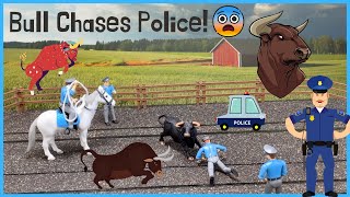 Bull Chases Police | Wild Bull Fighting | Police Bull Chase screenshot 1