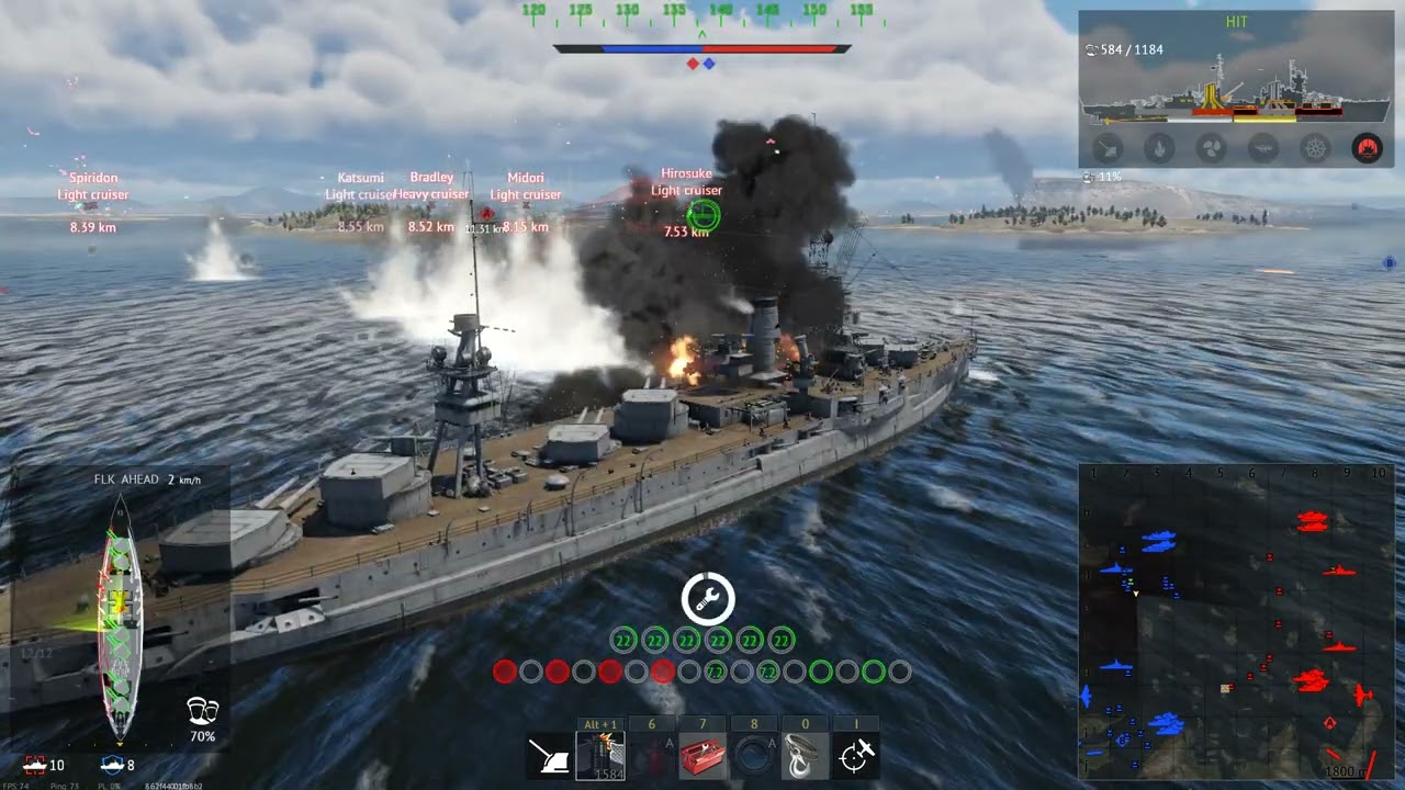 War Thunder; USS Wyoming; A long battle with many AI bots; Naval Arcade