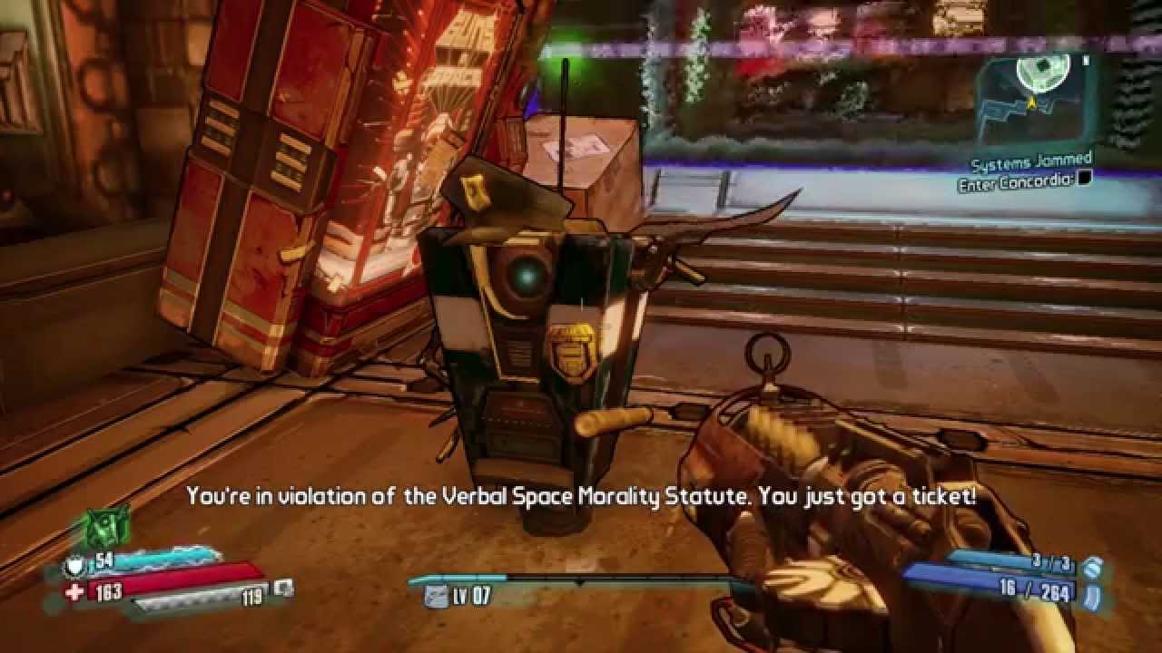 Borderlands: The Pre-Sequel - Fragtrap meets CU5TM-TP (Concordia Custom's Officer)
