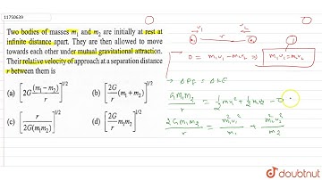 Two bodies of masses `m_1` and `m_2` are initially at rest at infinite distance apart. They are then