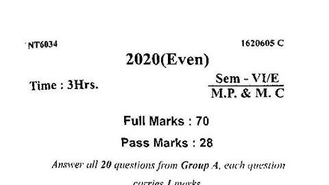 || Microprocessor and Microcontroller || Question paper 2020 Electrical 6th sem diploma sbte bihar