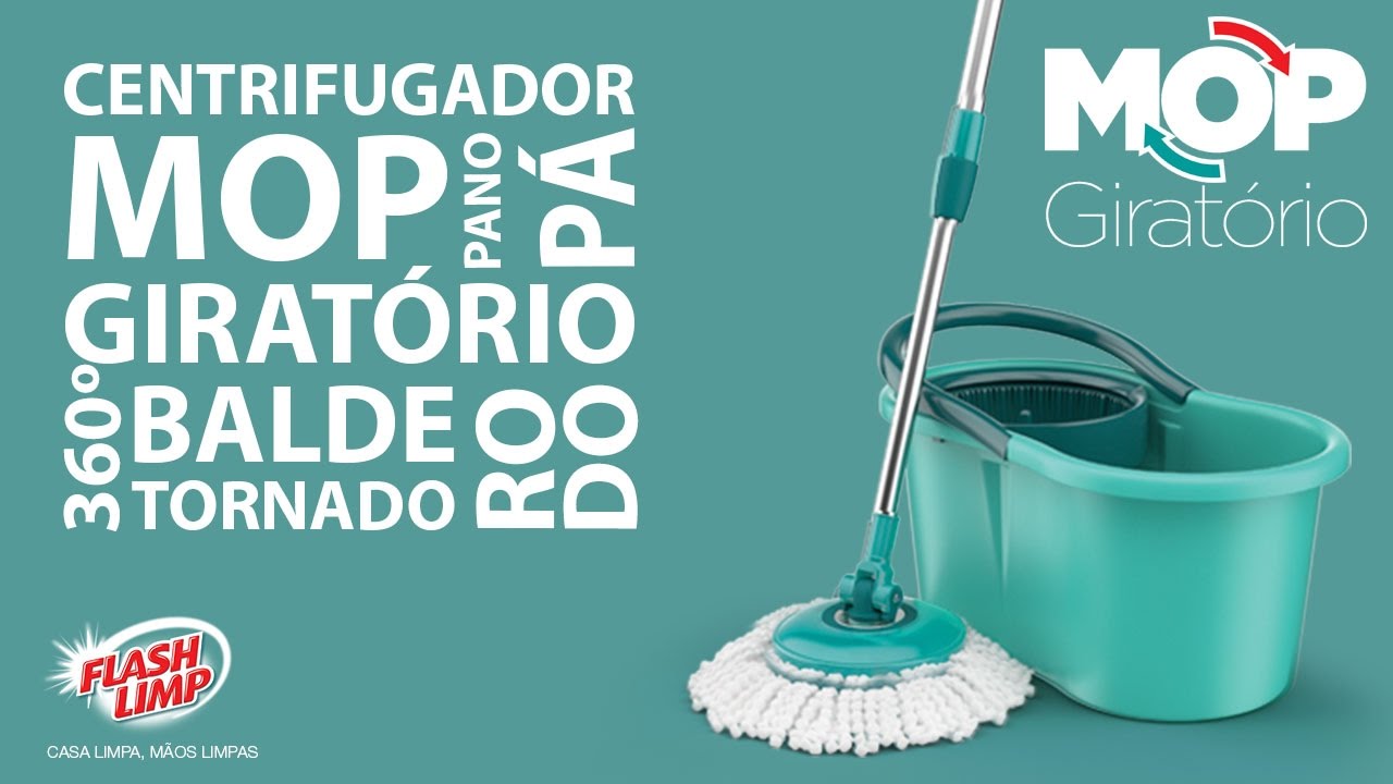 Balde Spin Mop 360 Com Esfregão Completo e Refil Flash Limp