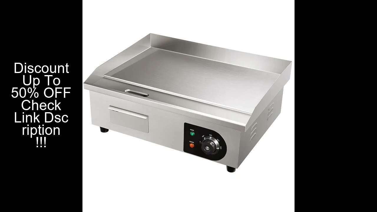 SucceBuy 21In Commercial Electric Grill Flat Pan Stainless Steel Desktop Griddle Hotplate Teppanyaki