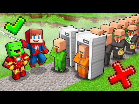 JJ Spider-Man and Mikey Iron Man Use X-RAY to Check Villagers in Minecraft - Maizen