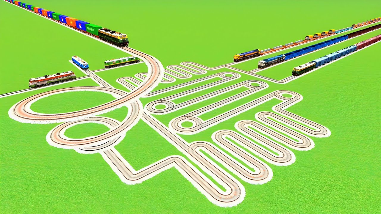 💎SIX TRAIN FACE TO FACE SAME TRACKS CIRCLES RISKY TRACK💖RAILROAD RAILWORK BEANG DRIVE 