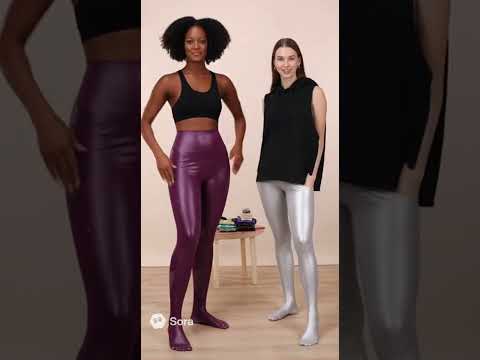 Glossy Pantyhose High Rech Compression Tights Shiny Stockings Vintage Yoga Pants 油亮裤袜丝袜美脚美腿 