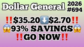 2026#694😱Dollar General Couponing😱$35.20⬇️$2.70‼️93% SAVINGS‼️GO NOW‼️MUST WATCH👀👀