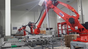 COMAU robot palletizing application implemented by RBS Robotics